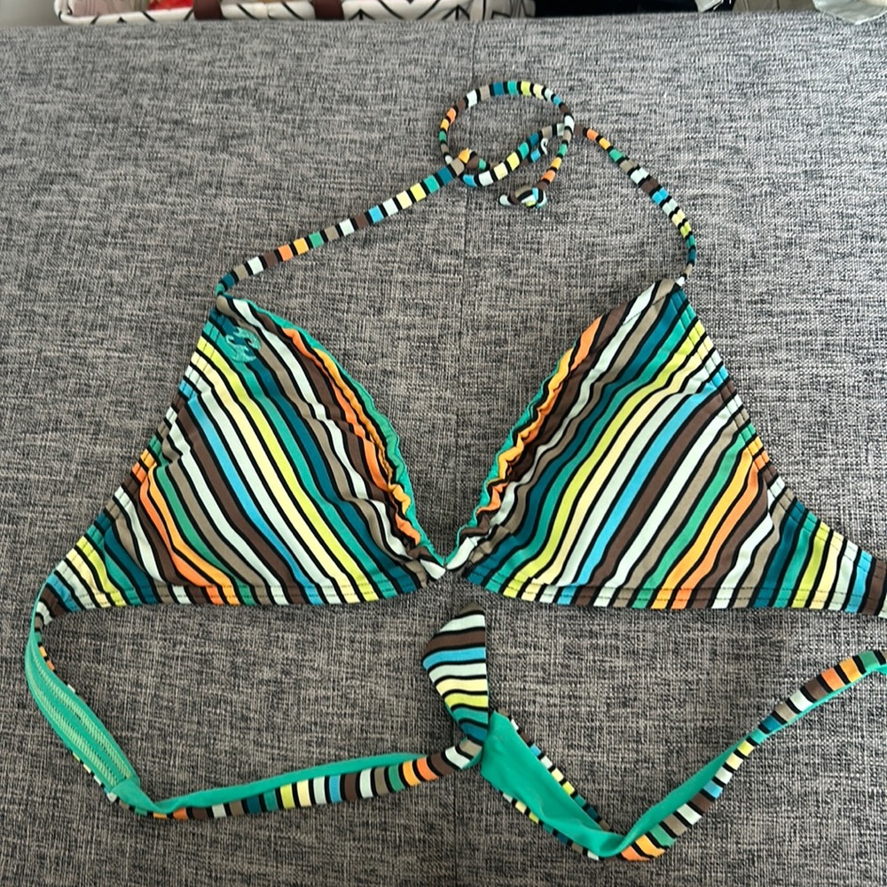 Billabong Multi-Color Striped Triangle Bikini Top